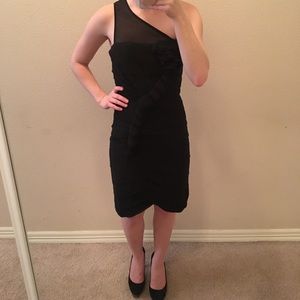 Black one shoulder cocktail dress